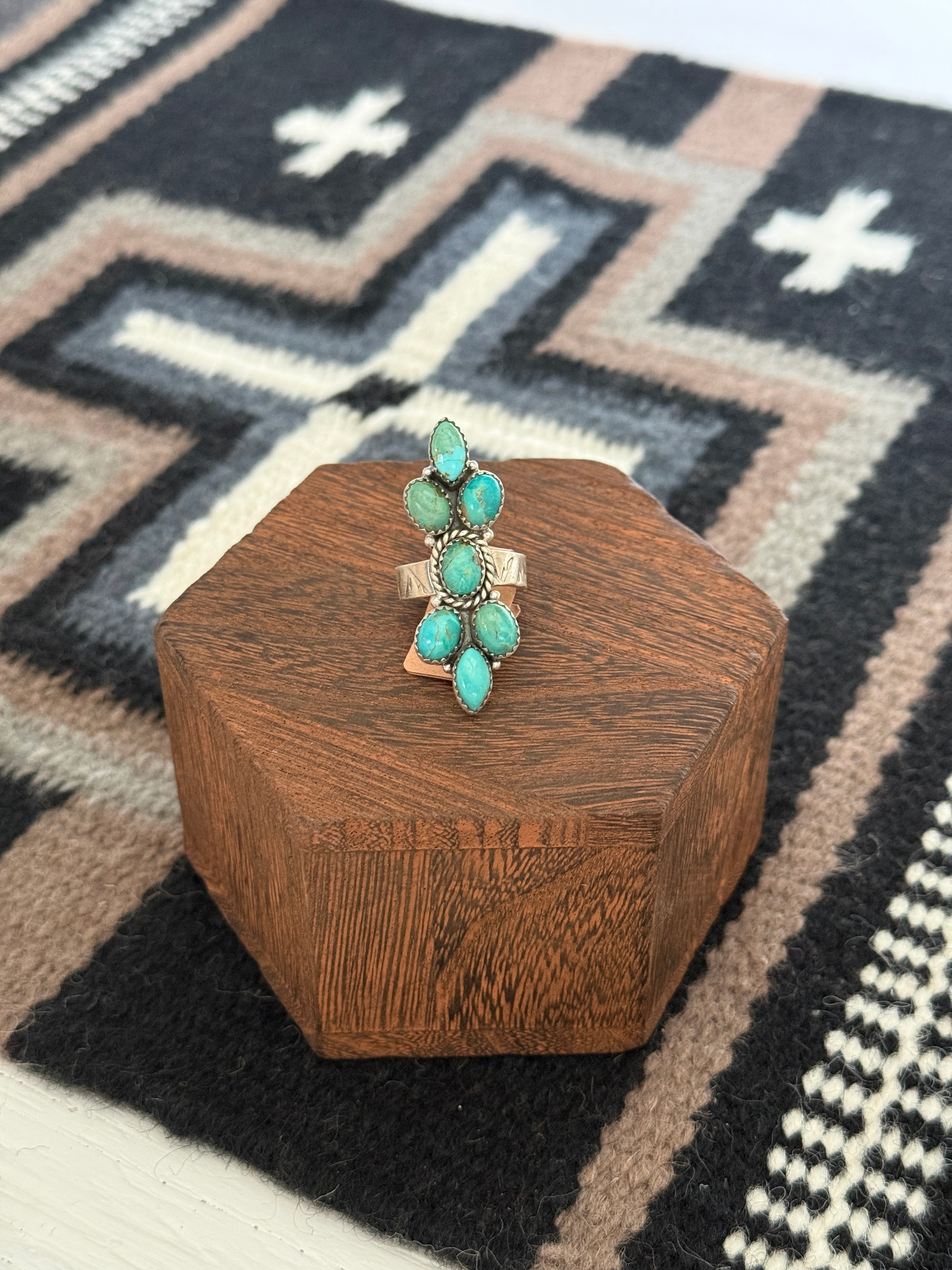 Handmade Sterling Silver Kingman Turquoise Adjustable Ring