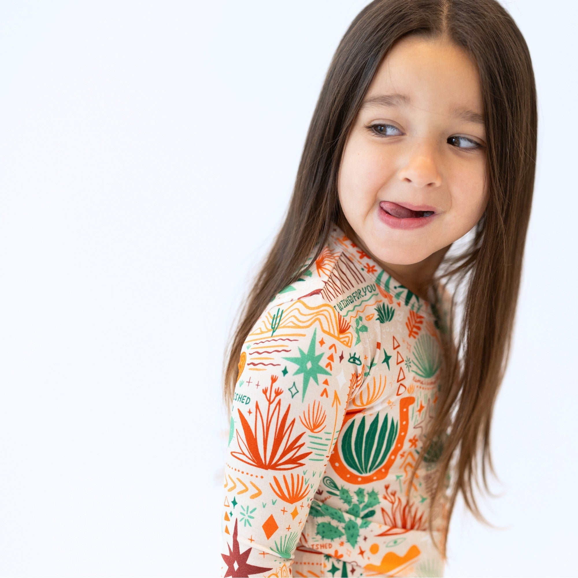 The Second-Skin 2-Piece Long Sleeve Pajama | Desert Cactus (Beige)