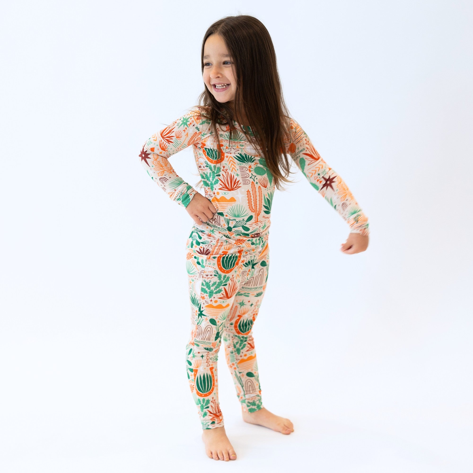The Second-Skin 2-Piece Long Sleeve Pajama | Desert Cactus (Beige)