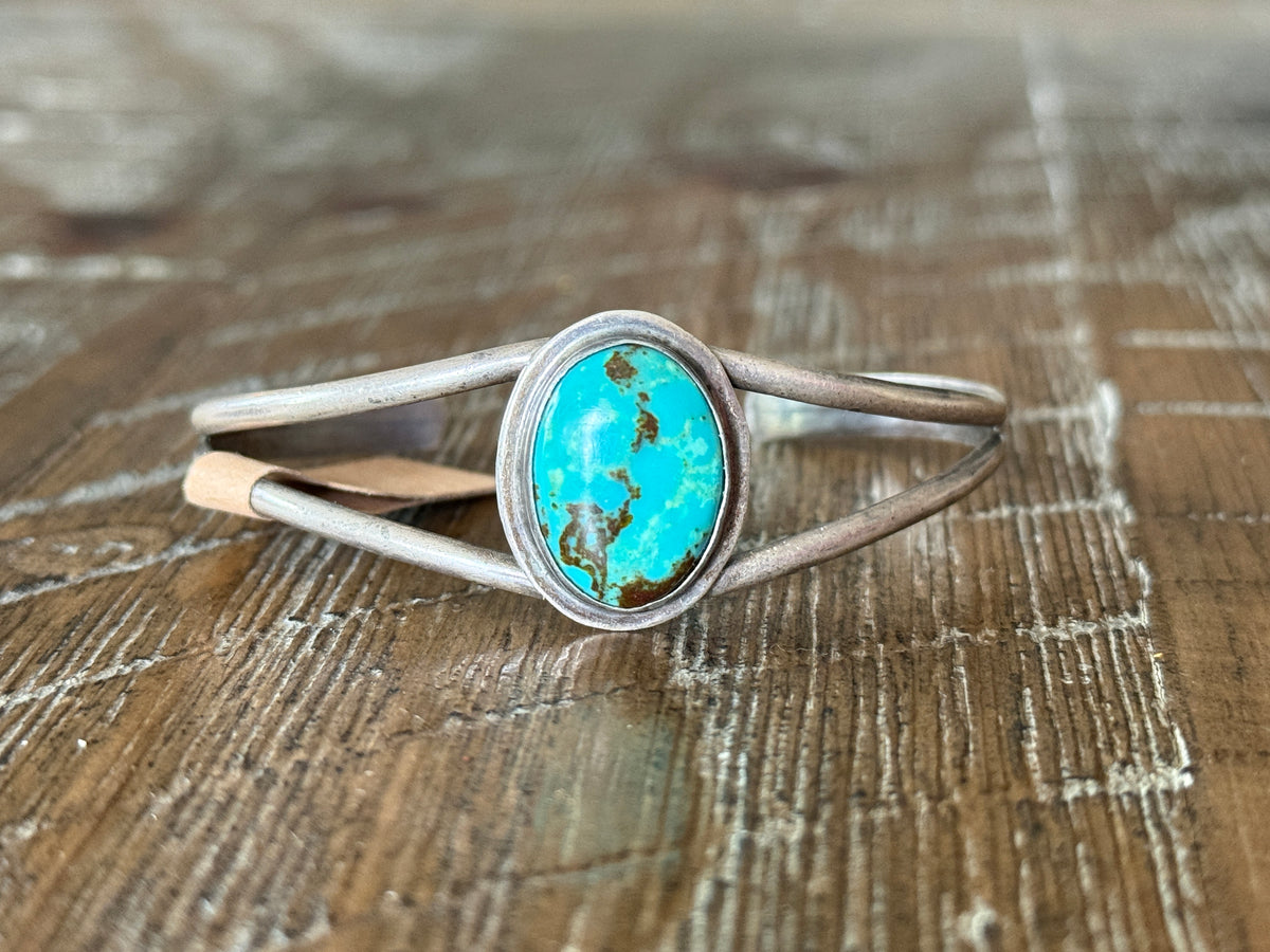 Fred Maloney Artist Signed Navajo Nevada Turquoise Bracelet