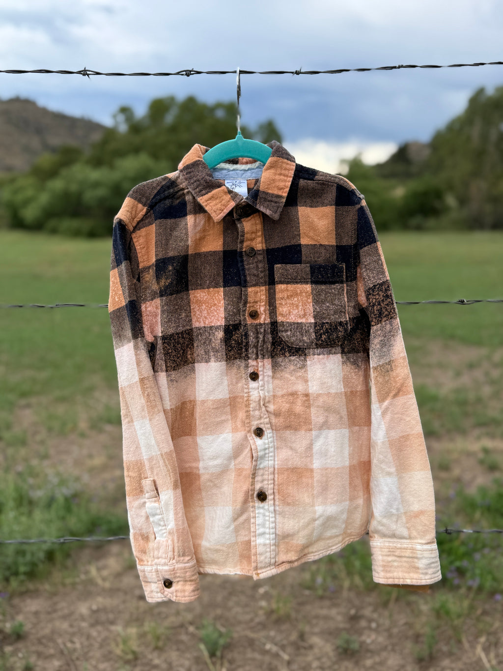 Upcycled Girls Flannel Shirt Size 6/7