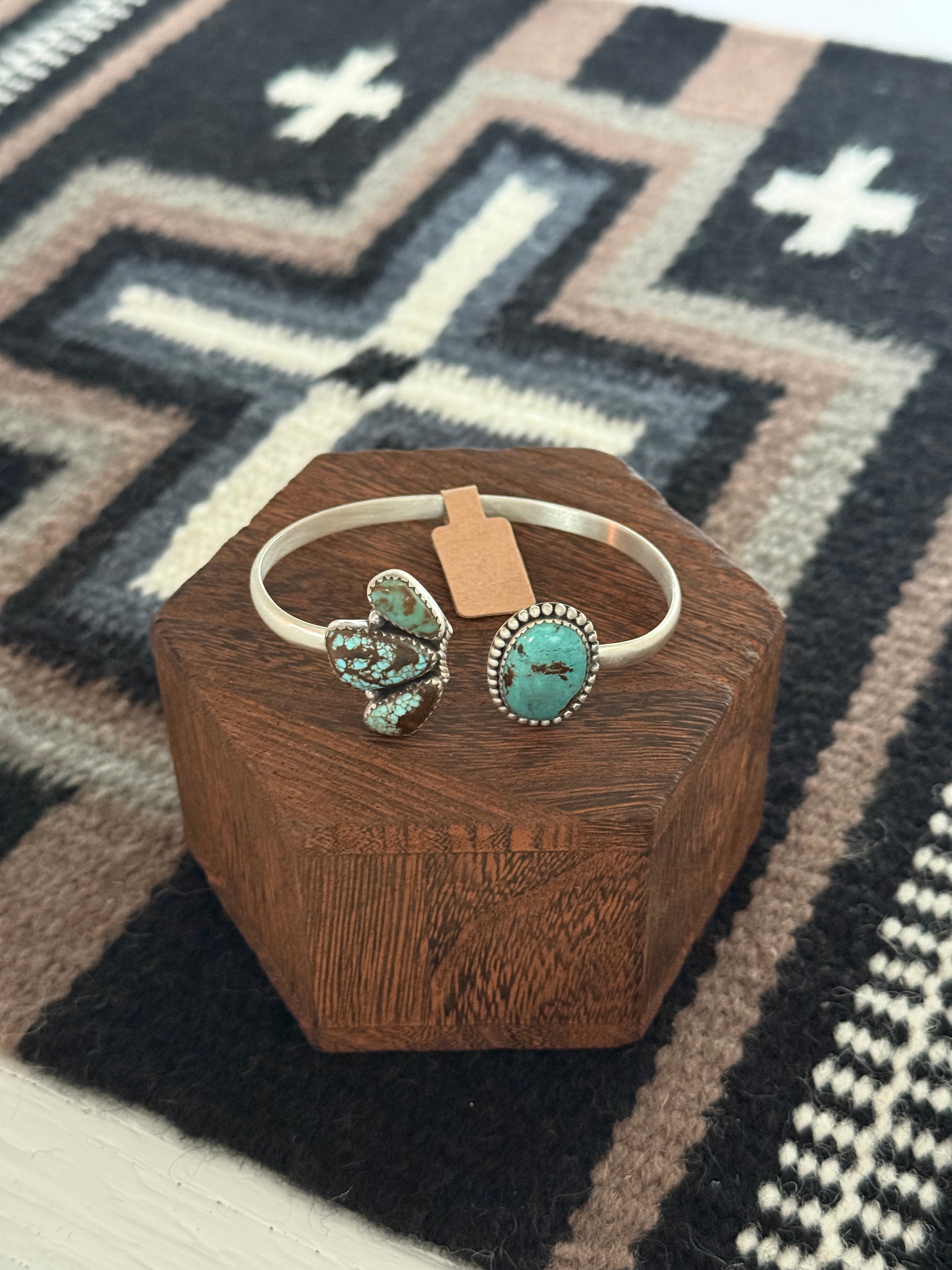 Handmade Sterling Silver Number 8 Turquoise Cuff Bracelet