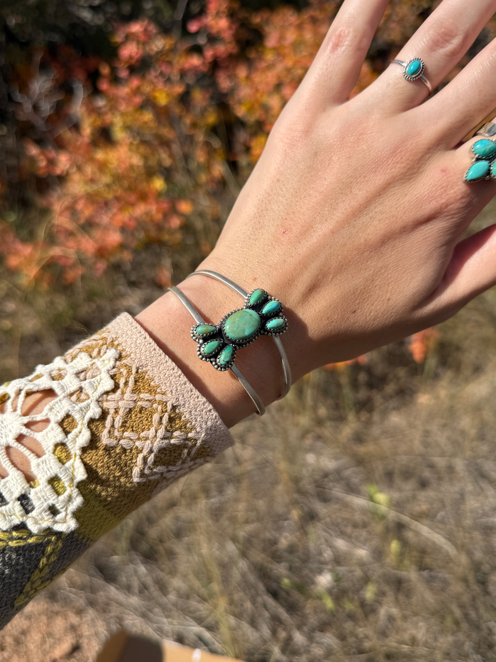 Handmade Sterling Silver Kingman Turquoise Cuff Bracelet