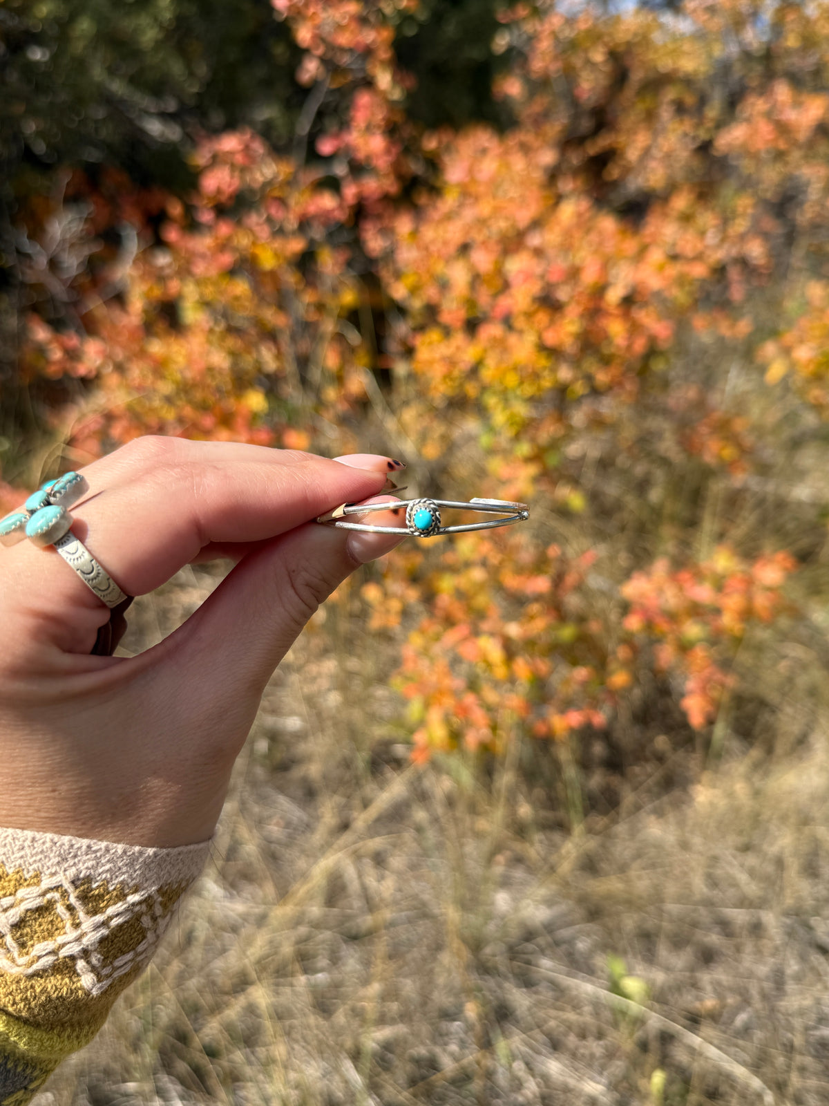 Handcrafted Sterling Silver Turquoise Baby Cuff Bracelet