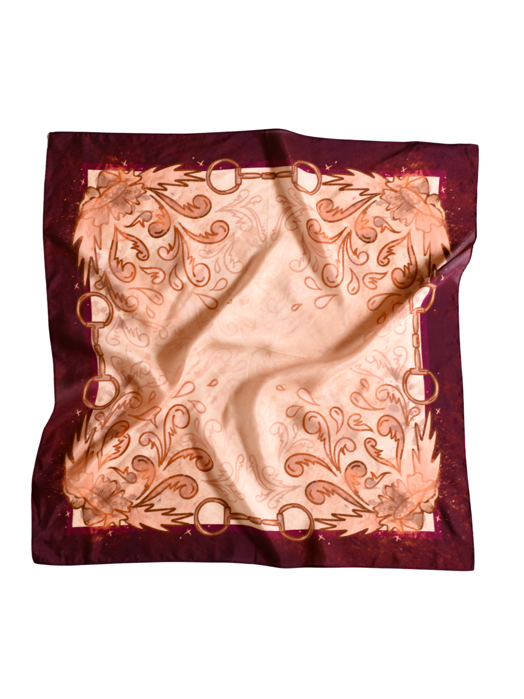 Show Day D Ring Snaffle Bit Large 100% Mulberry Silk 35x35: Wild Rag Scarf in Vintage Plum