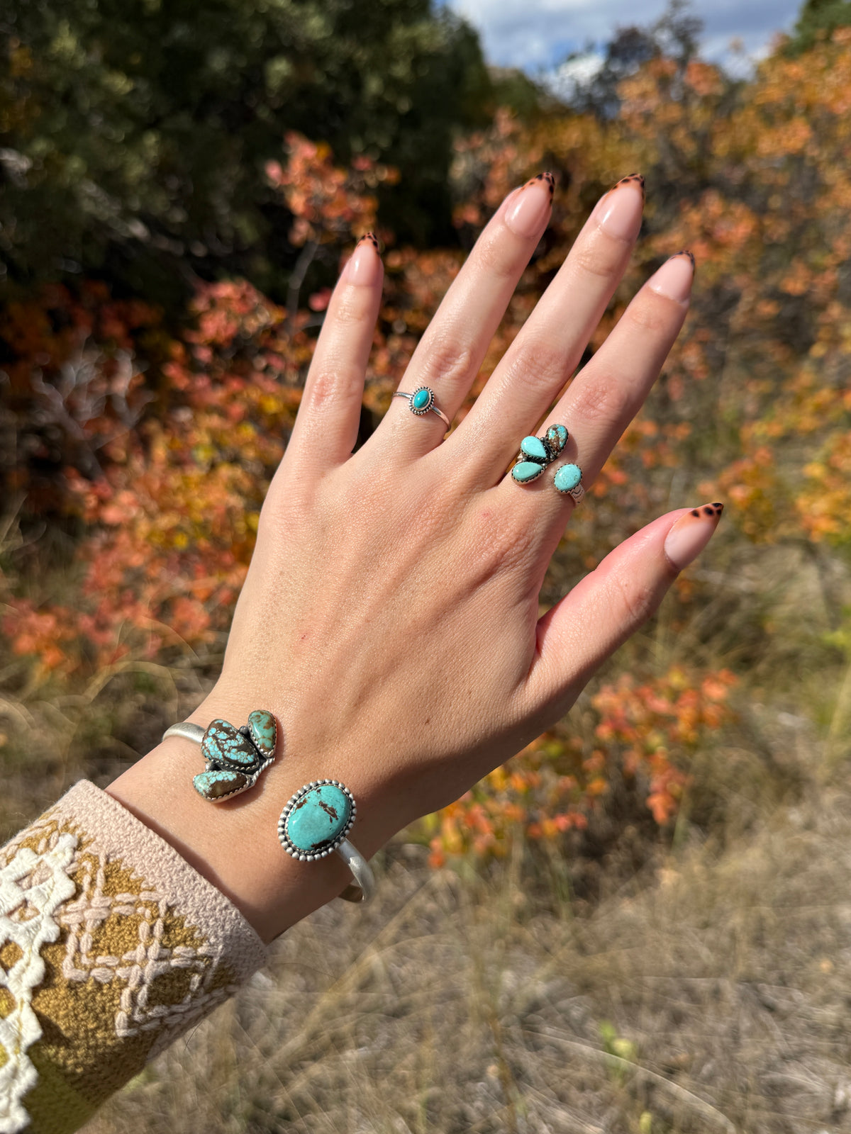 Handmade Sterling Silver Number 8 Turquoise Adjustable Ring