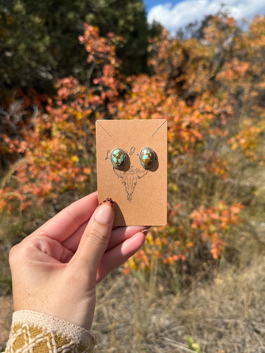 Handmade Sterling Silver Number 8 Turquoise Stud Earrings