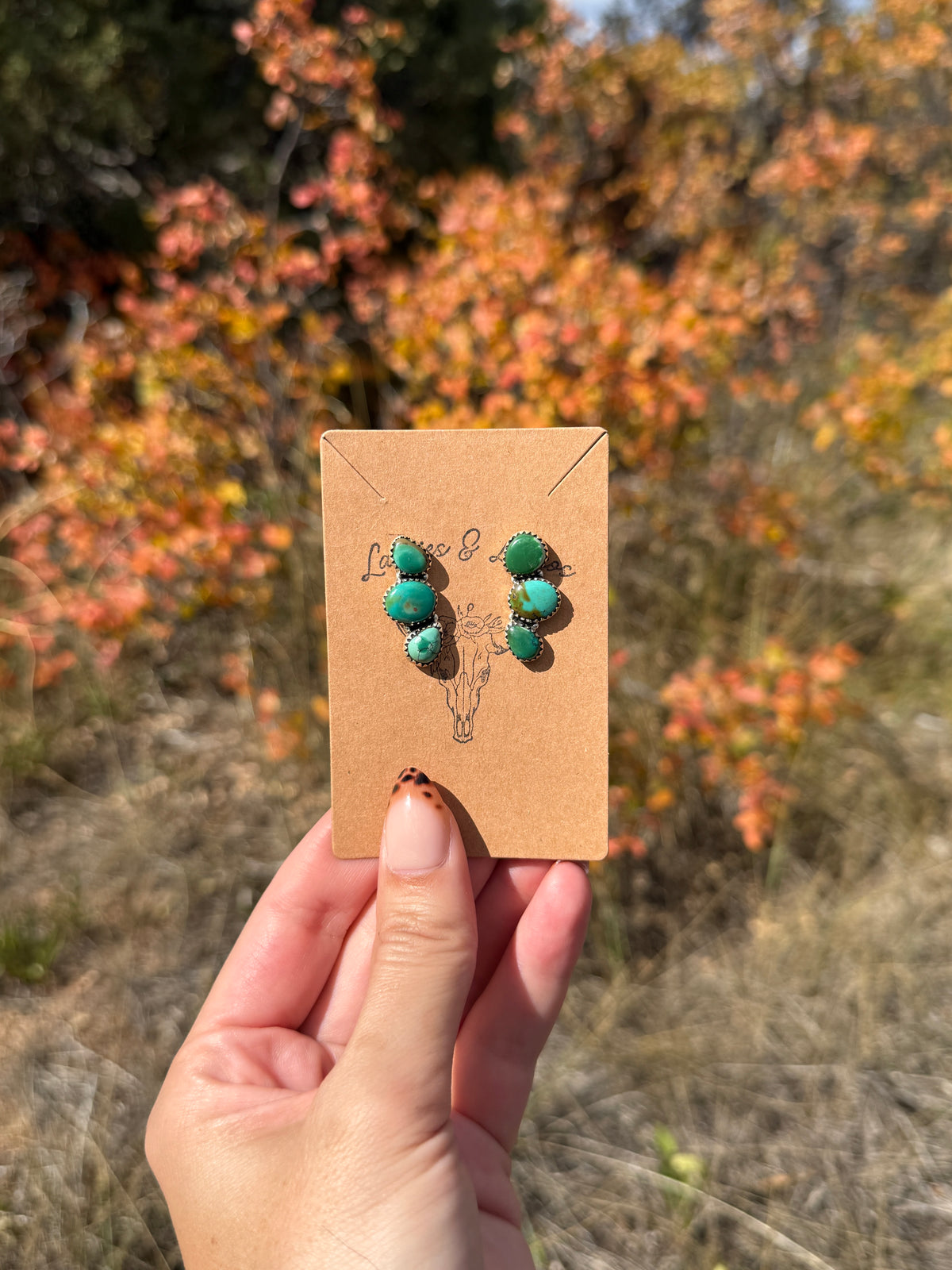 Handmade Sterling Silver Kingman Turquoise Post Stud Earrings