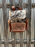 Genuine Western Cowhide Leather Backpack Diaper Bag