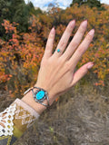 Artist Signed Vintage Navajo Kingman Turquoise Cuff Bracelet