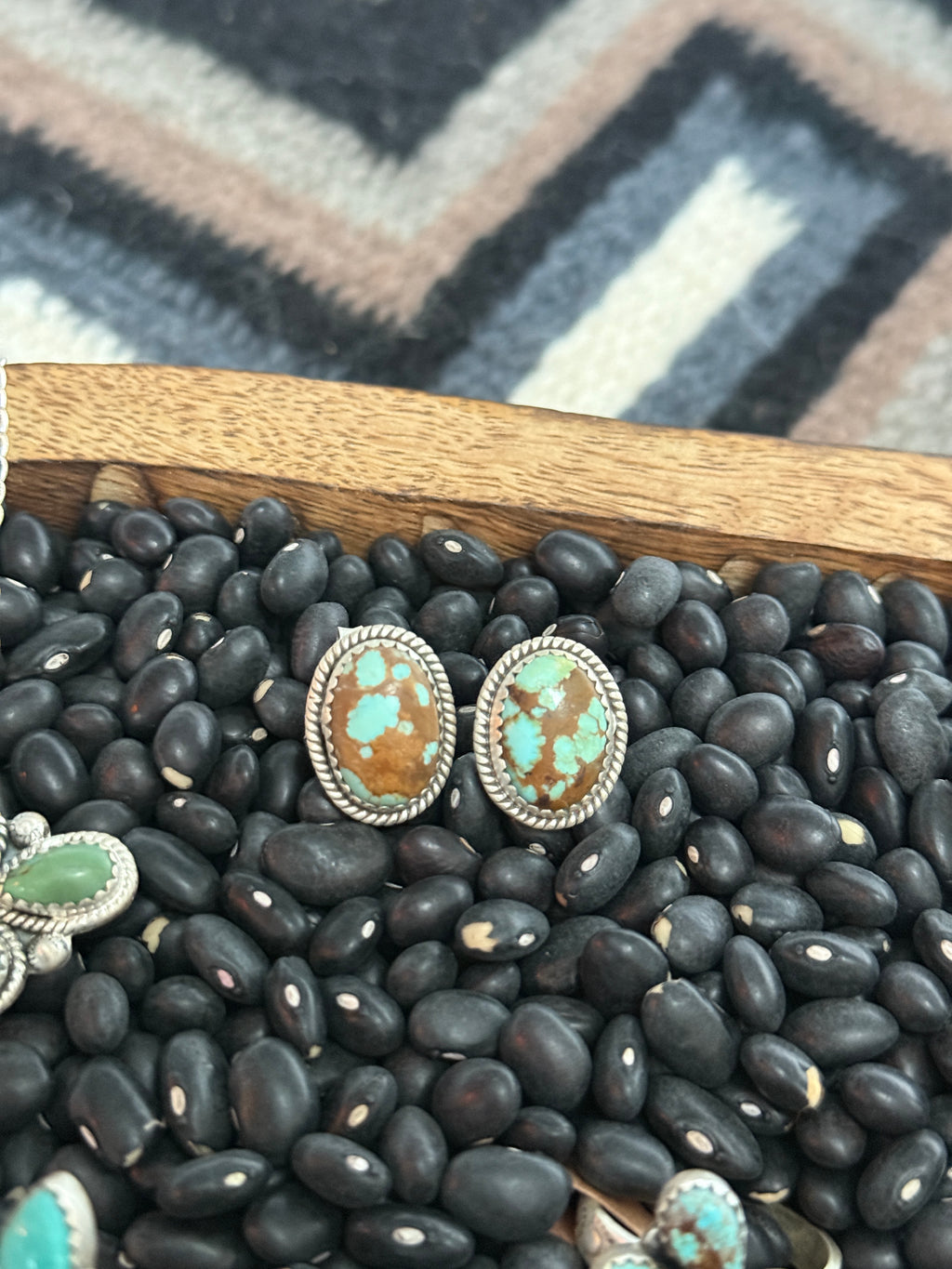 Handmade Sterling Silver Number 8 Turquoise Stud Earrings
