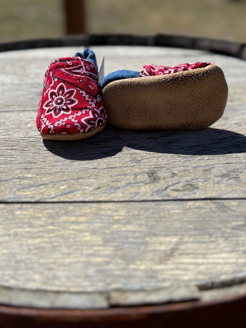 Paisley & Denim Infant Moccasins