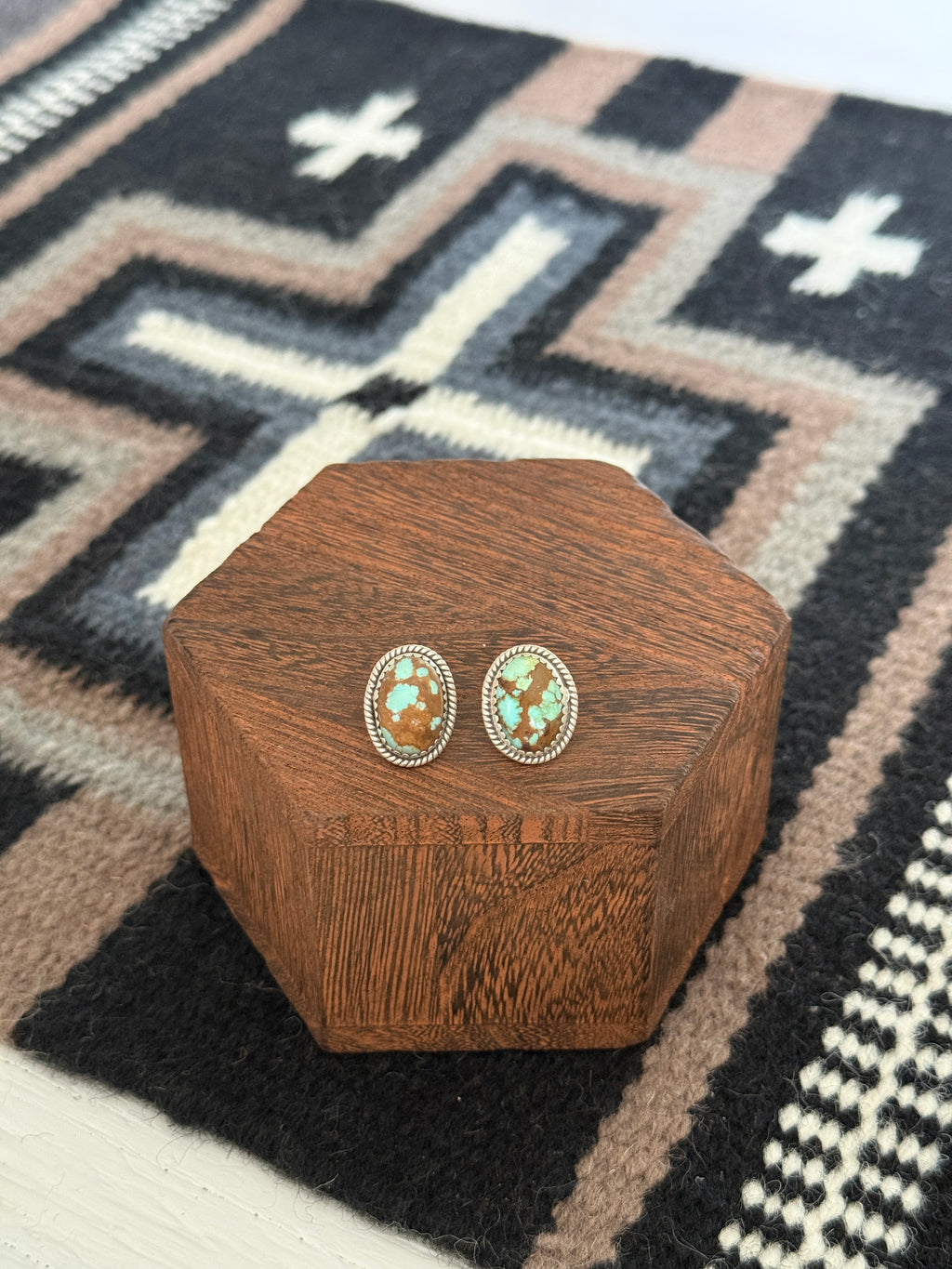 Handmade Sterling Silver Number 8 Turquoise Stud Earrings