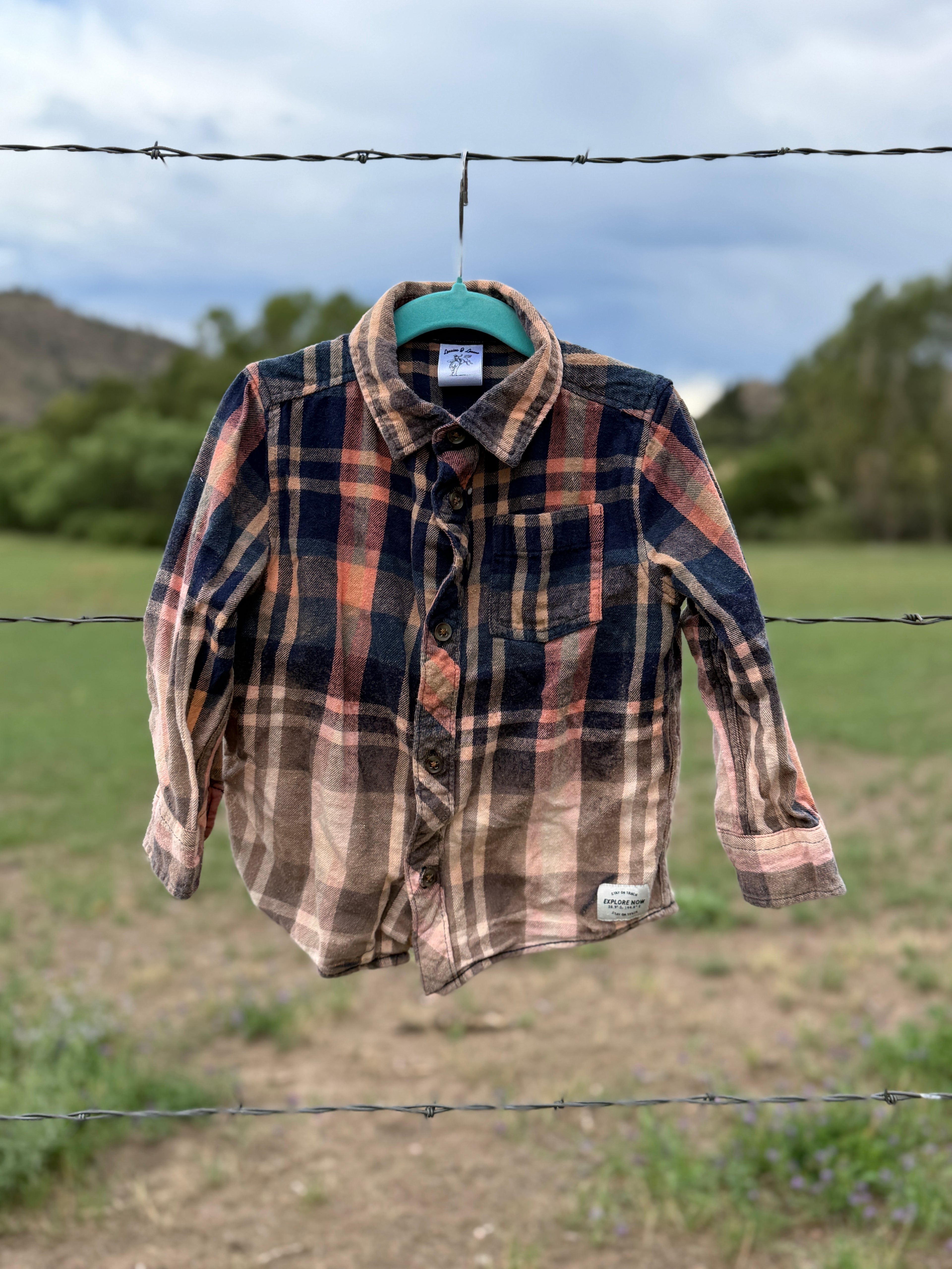 Upcycled Toddler Girls Flannel Shirt 3T