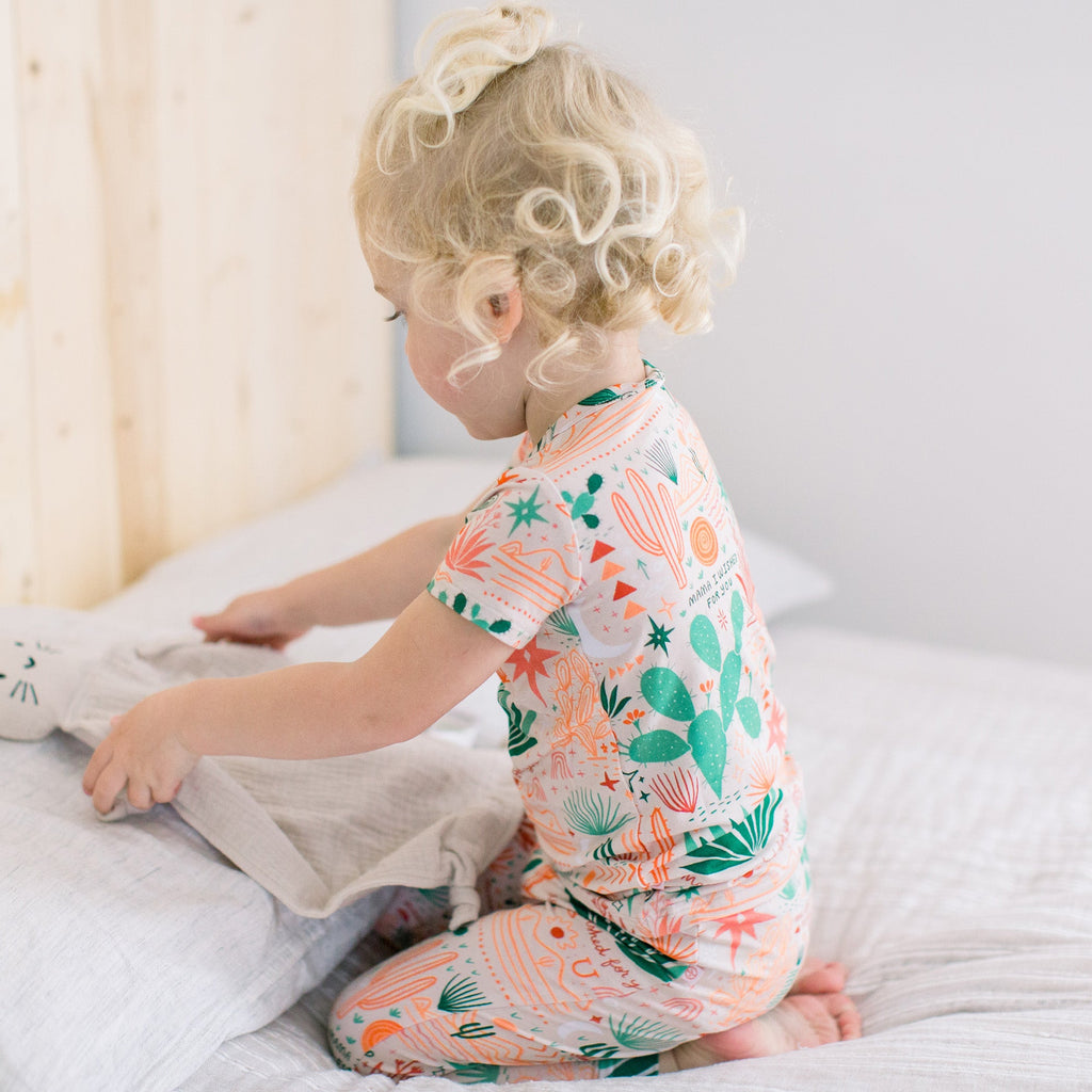 The Second-Skin 2-Piece Short Sleeve Pajama | Desert Cactus (Beige)