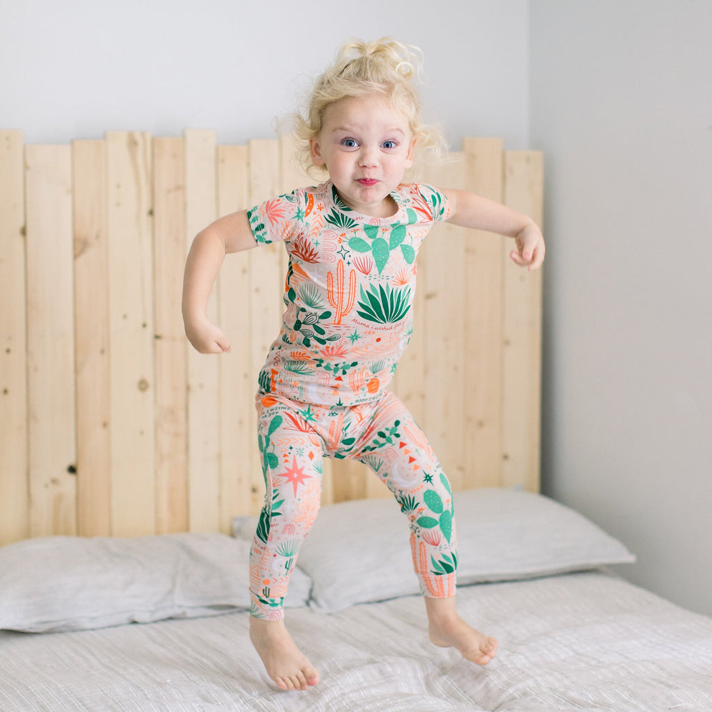 The Second-Skin 2-Piece Short Sleeve Pajama | Desert Cactus (Beige)