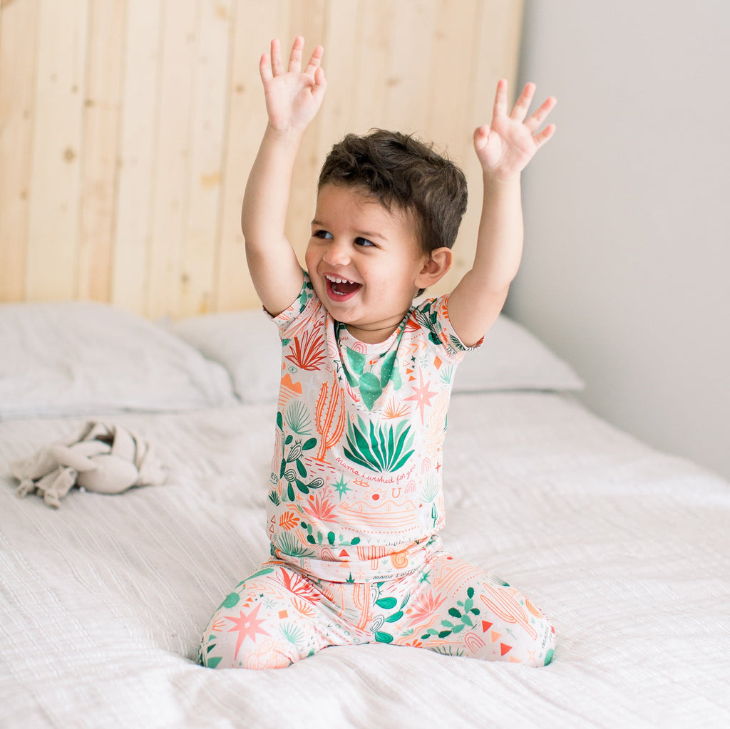 The Second-Skin 2-Piece Short Sleeve Pajama | Desert Cactus (Beige)