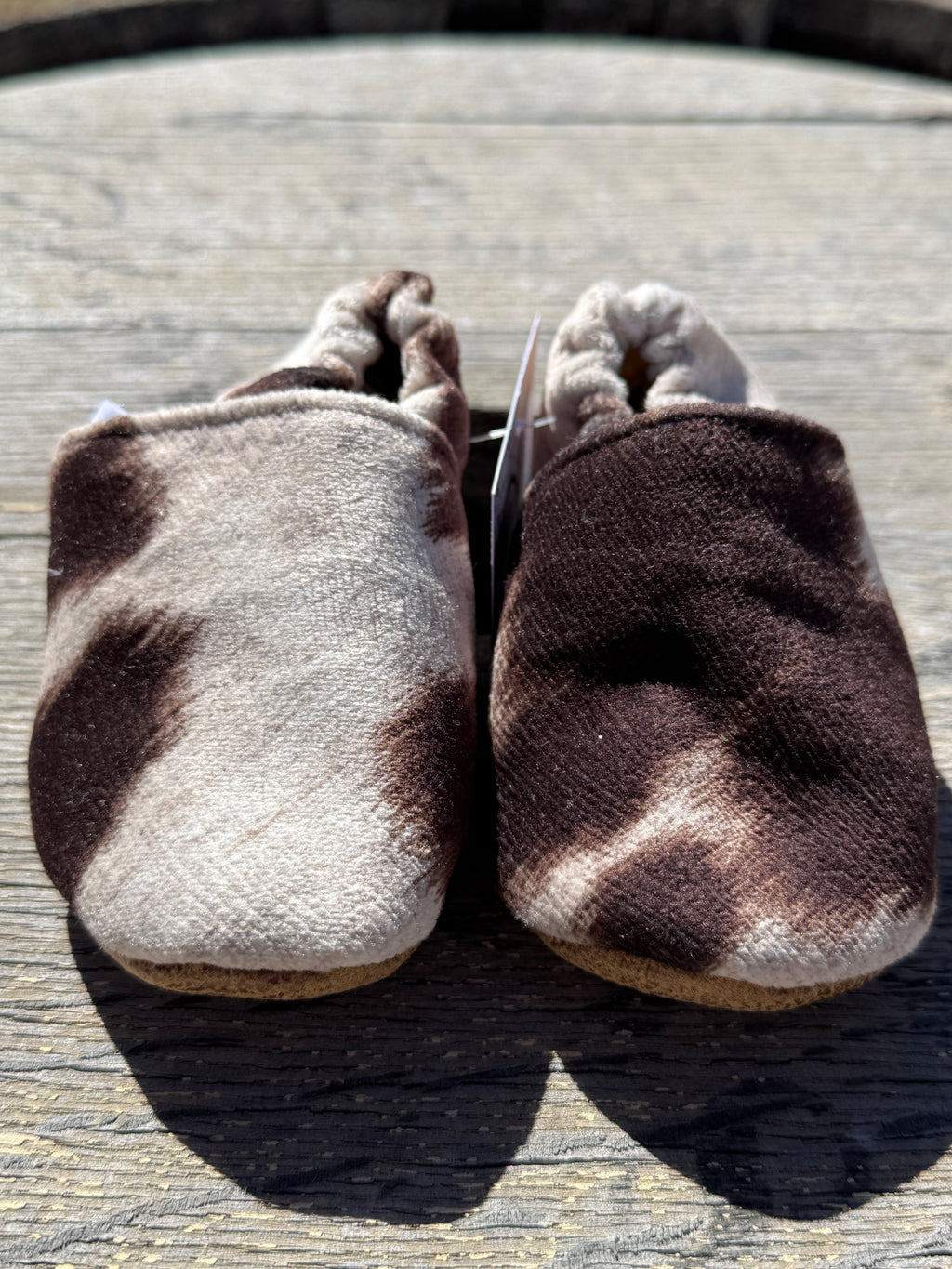 Faux Cowhide Infant Moccasins