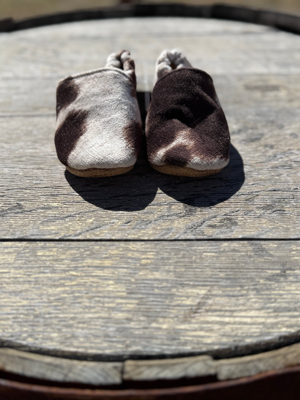 Faux Cowhide Infant Moccasins