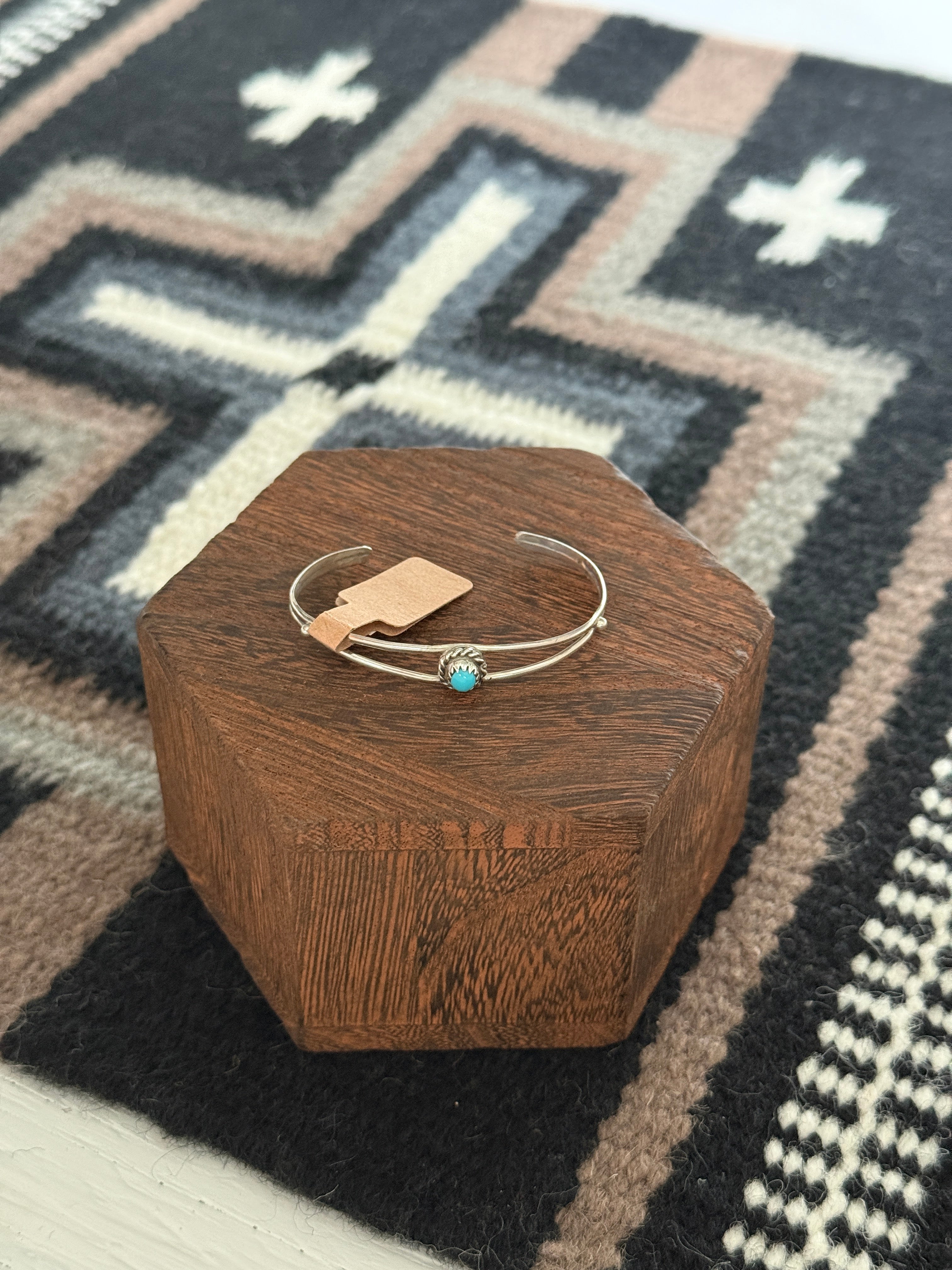 Handcrafted Sterling Silver Turquoise Baby Cuff Bracelet