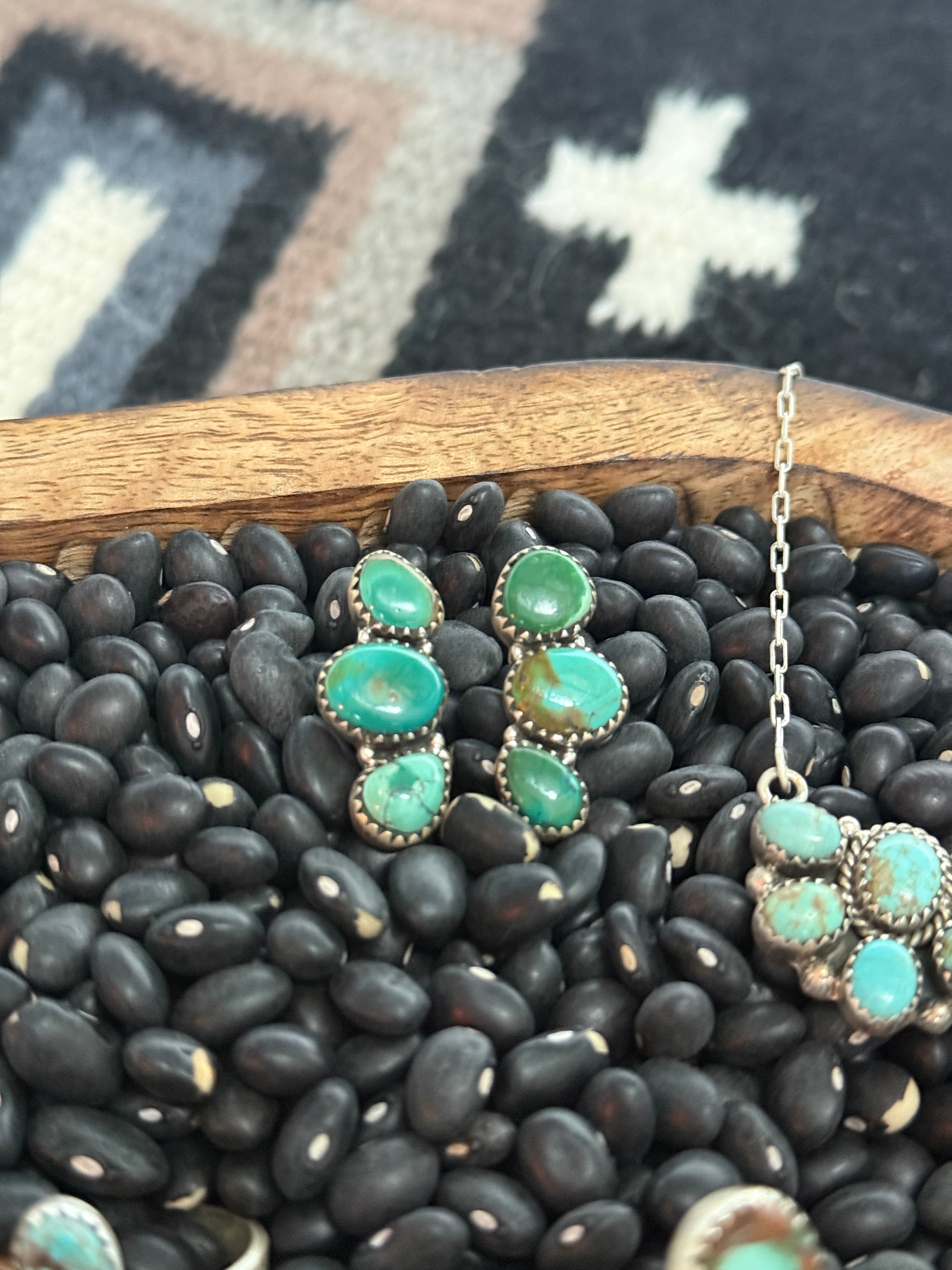 Handmade Sterling Silver Kingman Turquoise Post Stud Earrings