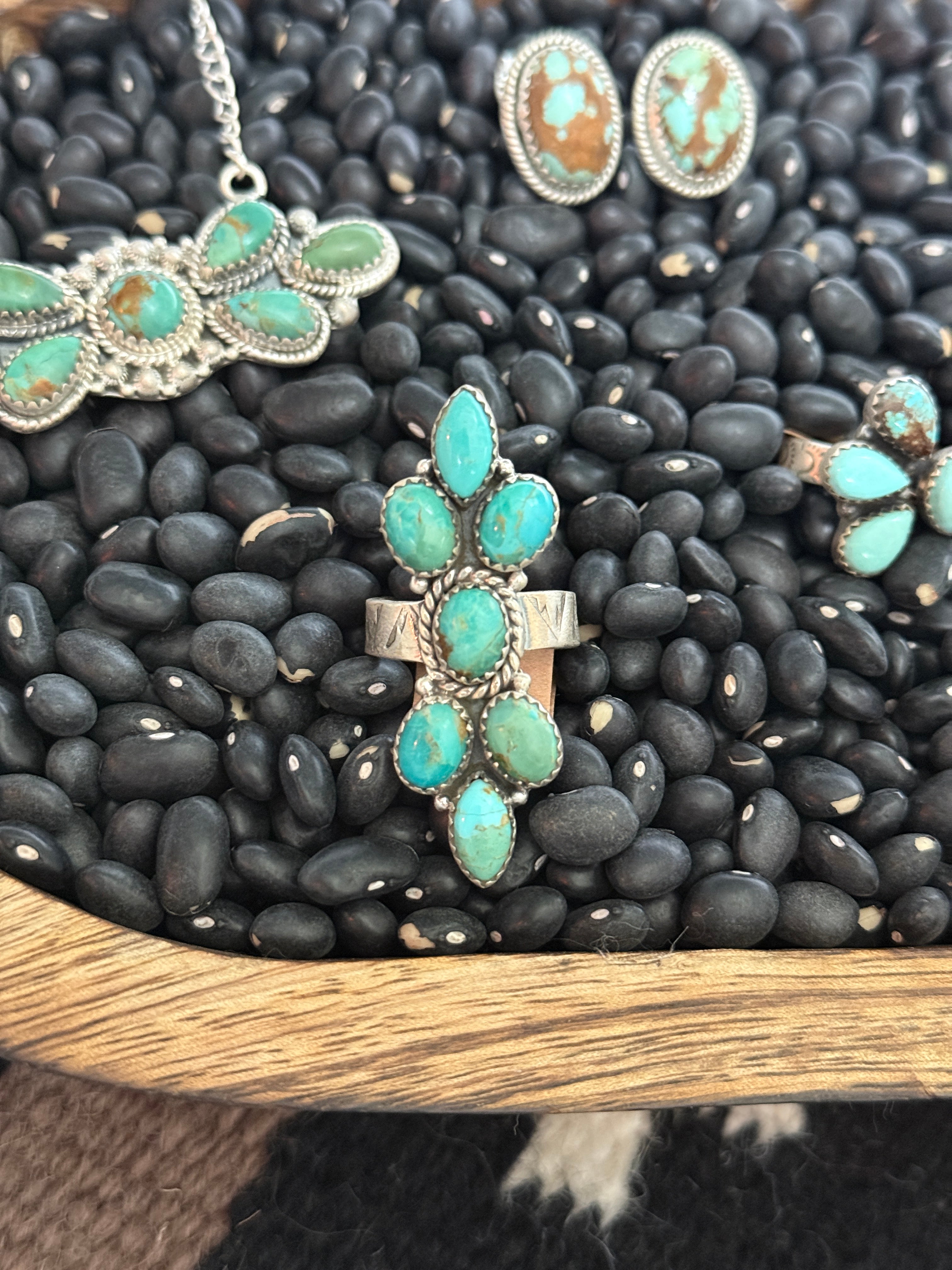 Handmade Sterling Silver Kingman Turquoise Adjustable Ring
