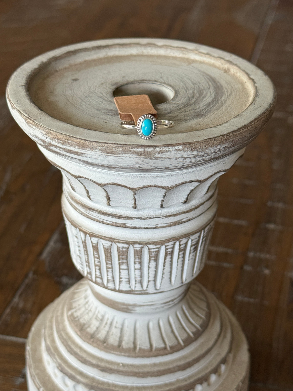 .925 Sterling Faux Turquoise Dainty Ring Size 7