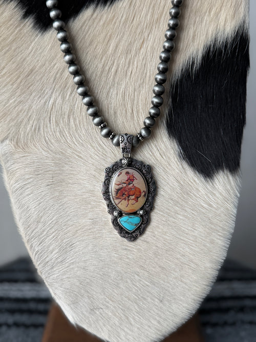 Bucking Bronc Pendant Necklace