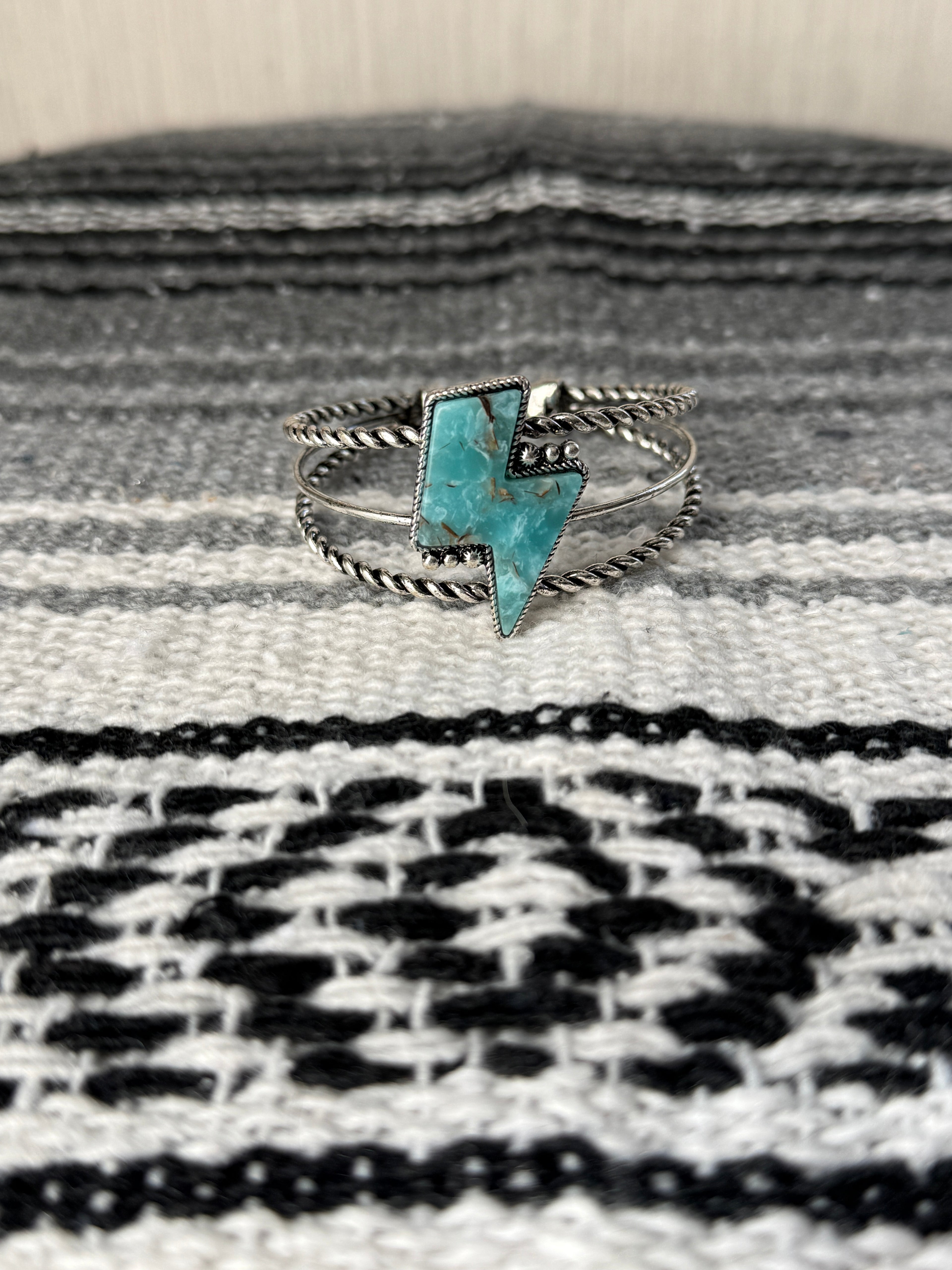 Lightning Bolt Turquoise Cuff Bracelet