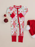 Bamboo Zip Romper | Santa Patchwork
