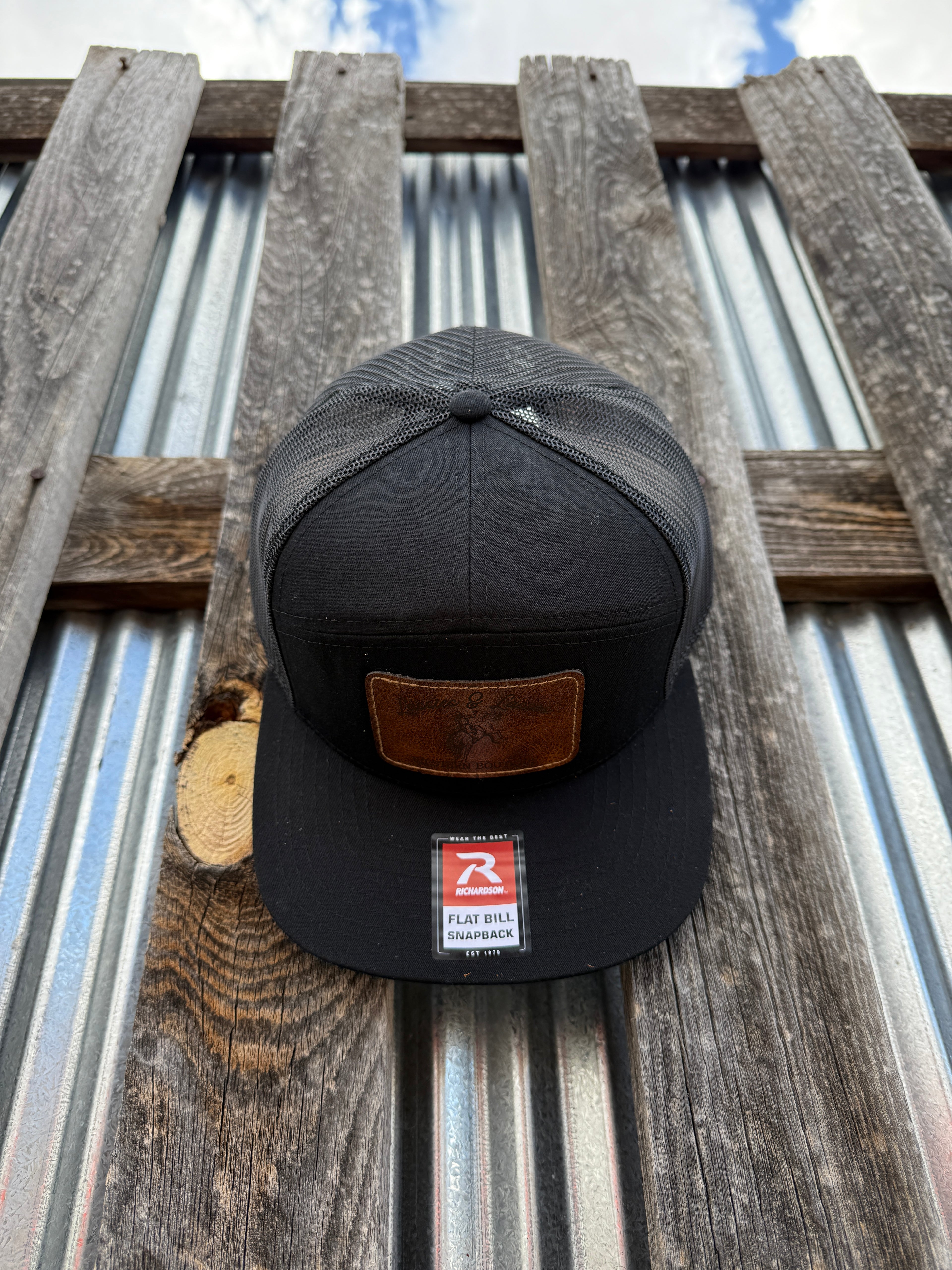 Men's Black 7 Panel Trucker Hat