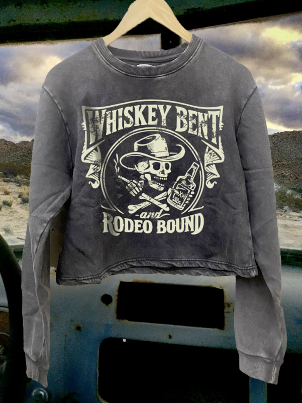 Whiskey Bent Rodeo Bound Acid Wash Cropped Crew sweatshirt