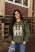 Sequin Hunting Duck Calls Patch Sweatshirt